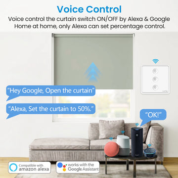 LoraTap Tuya Smart Life Roller Shutter Curtain Pushbutton Switch Remote Control via Google Assistant Alexa Apsilon