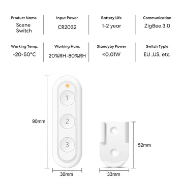 LoraTap Tuya ZigBee 1 to 6 Button Scene Switch Multiple Style Uses Smart Life App Remote Control Automation Hub Need Apsilon