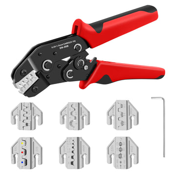 Crimping Tool Set For Dupont JST MOLEX Terminals,No/Pre Insulated Ferrules,Butt Connectors,Solar & Coax Connectors,SN-58B 6 Jaw Apsilon