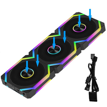JUMPEAK HS120 Halo ARGB Cooling Fan 360mm 240mm Modular Stackable Splicing 120mm RGB Fans Kit For Gaming PC Case Water Cooler Apsilon