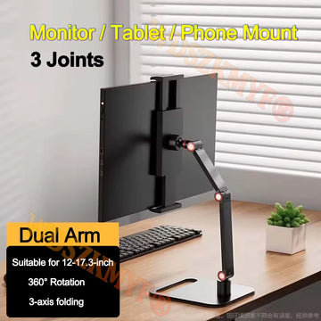 Portable Monitor Stand for 12”- 17.3" 360° Adjustable Swivel Bracket Tablet Holder Compatible with Tablet Desktop Clamp Stand Apsilon