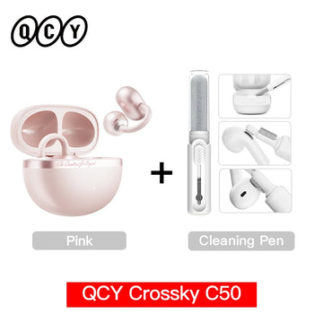 QCY Crossky C50 Open Ear Wireless Earbuds Bluetooth 6.0 Comfort Clip On Sports Earphone 4 Mic AI Clear Call Bass Boost Headphone Apsilon