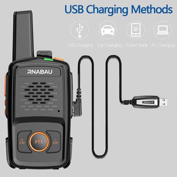 Rnabau MT-N1 Mini Walkie Talkie - 16CH UHF 400-470MHz, USB Charging, Baofeng Compatible Two-Way Radio Apsilon