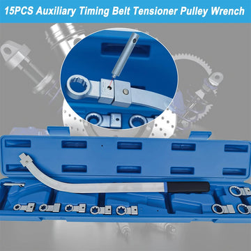 Podofo 15Pcs Auxiliary Timing Belt Tensioner Pulley French Set 12mm-19mm E10-E18 12-Point Tool Kit for Most Vehicle Types Apsilon