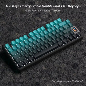 135 Keys Gradient Green Shine Through Keycaps Side Printed PBT Double Shot Keycaps OEM Profile for MX Switches Gaming Keyboards Apsilon