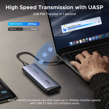 UGREEN 20Gbs M2 SSD Enclosure NVME SATA Dual Protocol M.2 to USB C SSD Adapter support 8TB for NVME PCIE NGFF SATA Disk Apsilon