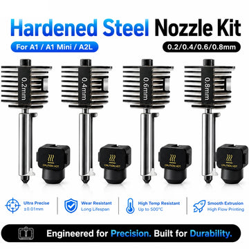 A1/A1 Mini Upgrade Hotend Kit Hardened Steel Replaceable Nozzle 0.2/0.4/0.6/0.8mm High Speed Wear Resistant Hot End Assembly For Bamboo Lab A1/A1 Mini/A2L 3D Printer Parts Apsilon