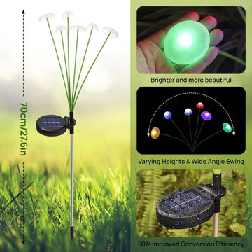 Solar Garden Lights Dual Mode LED Solar Mushroom Lights Waterproof Decor Yard Patio Pathway Jellyfish for Garden Ambiance Apsilon