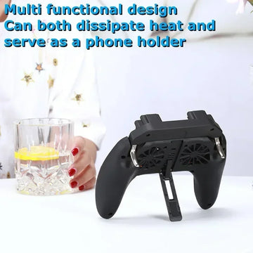 H10 4 Fingers Mobile Phone Game Handle with Radiator Aim Shooting Gamepad Joystick Controller for IOS Android Gaming Accessories Apsilon