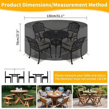 Round Waterproof Garden Furniture Covers Outdoor Patio Circular Table Chair Cover Oxford Cloth Windproof Anti-UV RipProof Apsilon