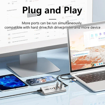 10Gbps USB 3.2 Docking Station USB Hub Type C Splitter with Card Reader Aluminum Alloy Multi 8/9 Ports Switch For PC Laptop Apsilon