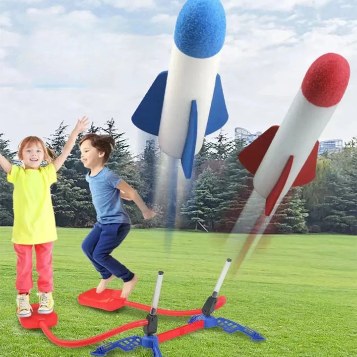 Kids Outdoor Rocket Foot Pump Outdoor Air Pressing Soaring Rocket Suit Jumps Air Powered Rocket Launcher Game Children Toy Gifts Apsilon