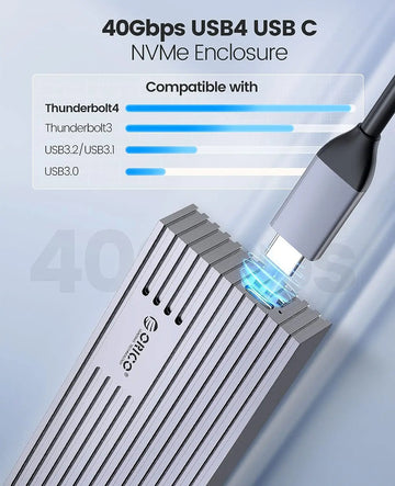 ORICO NVMe M.2 SSD Enclosure USB4 40Gbps PCIe3.0x4 20Gbps 10Gbps M.2 External Case Compatible with Thunderbolt 3/4 USB3.2/3.1 Apsilon