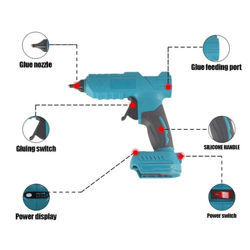 Cordless Electric Hot Melt Glue Gun 11mm Glue Stick Welding Gun Compatible with Makita 18V Battery No Battery Included Perfect Apsilon