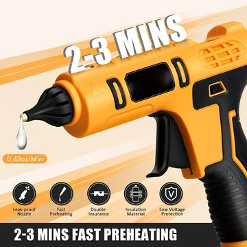 Cordless Electric Handheld Hot Glue Gun Repair Hot Melt Welding Hot Air Gun Anti-scald Nozzle with 10 Sticks for Dewalt Battery Apsilon