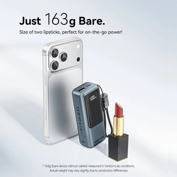 Vention 10000mAh Mini Power Bank 22.5w Portable Charger Built-in USB C Cable PD 3.0 Fast Charging for iPhone 17 Samsung S25 S24 Apsilon