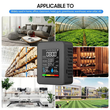 HOMEFISH 5in1 Temperature Humidity Tester CO2 Meter Digital  Carbon Dioxide TVOC HCHO Detector Air Quality Monitor Apsilon
