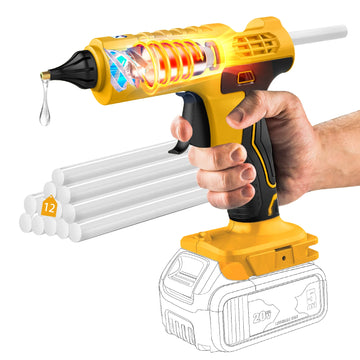 100W Cordless Hot Glue Gun for DeWalt 20V Battery (NO Battery) Wireless Power Glue Gun Full Size with 12pcs Glue Sticks(11mm) Apsilon