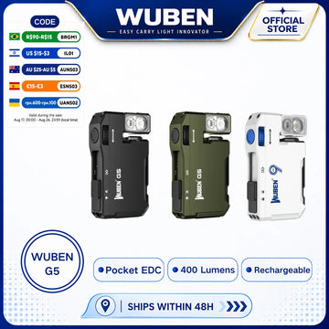 WUBEN G5 Rechargeable EDC Flashlight, 400 Lumens Dual Light Sources Mini Flashlight with RGB Light, Portable Pocket Flashlights Apsilon