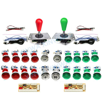 DIY Arcade Game Kit 2 Players Set Light Push Button American Style Joystick USB Encoder Cables For PC Raspberry Pi Mame Parts Apsilon