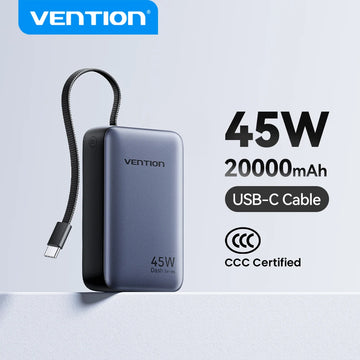 Vention CCC 45W 20000mAh Power Bank Fast Charging Portable Charger for Xiaomi iPhone Pro Max Samsung Galaxy Battery 3C Powerbank Apsilon