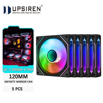UPSIREN UF-1 PRISM 4 PRO 5PCS Computer Chassis Fan 12cm ARGB 4Pin PWM Quiet Cooling Fan 12V Large Air Volume 45.2CFM/600-1500RPM Apsilon