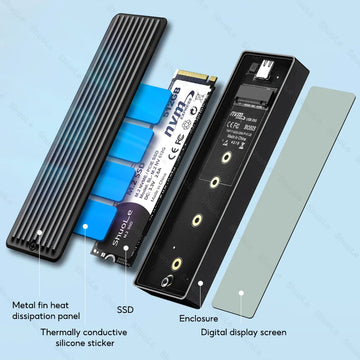 M.2 NVMe SSD Enclosure Visual Smart SSD Case USB 3.2 Gen 2 10Gbps NVMe PCI-E Apsilon