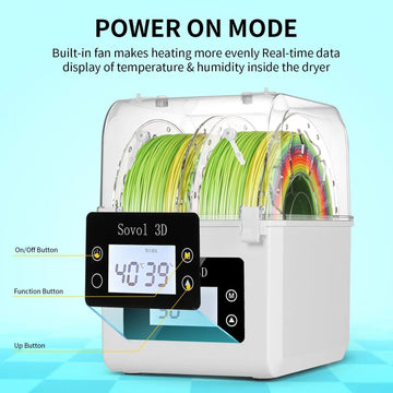 Sovol 2 Rolls Filament Dehydrator Spool Holder Filaments Dry Box for 1.75mm, 2.85mm ABS PLA PETG TPU FDM Material 3D Printer Apsilon