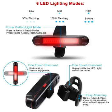 5pcs LED Bike Tail Light Set USB Rechargeable Helmet Bike Rear Lights Easy for Install Safety MTB Bike Cycling Lamp Apsilon