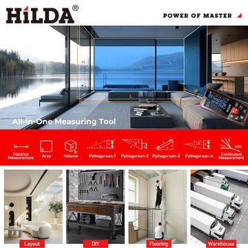 HILDA Digital Laser Distance Meter 50M/100M/120M Finder High Precision Area Volume Measure Construction Measuring Ruler Tool Apsilon