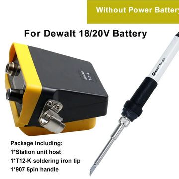 72W T12 Cordless Soldering Station Solder Iron for Dewalt/Makita/Milwaukee/Worx Battery 20V Max Li-ion Battery for DIY Repair Apsilon