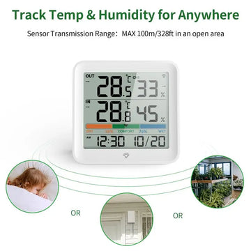 Digital Thermometer Hygrometer with Remote Indoor LCD Temperature Humidity Meter Room Sensor High Accuracy Home Thermometer Apsilon