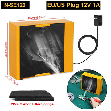 Toolour Solder Fume Extractor Smoke Absorber Remover 12V Soldering Fan DIY Working Fan Fume Extractor for Soldering Repairing Apsilon