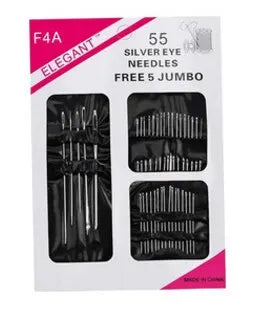 55 Pieces Stainless Steel Big Eye Hand Sewing Needles Set with Different Sizes for Sewing Needlework Embroidery Needles Apsilon