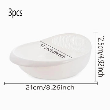 1/3pcs- Colander Rice Bowl Drain Basket Fruit Bowl Washing Drain Basket with Handle Washing Basket Home Kitchen Organizer Apsilon