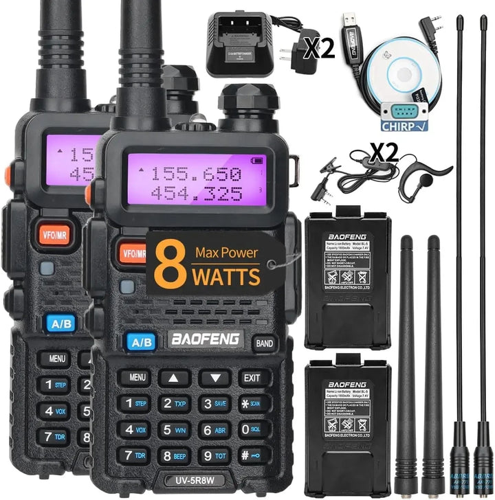 1/2PCS BaoFeng UV-5R 8W Tri-Power Walkie Talkie High Power Dual Band Long Range 128 CH Portable Handheld UV 5R Ham Two Way Radio Apsilon