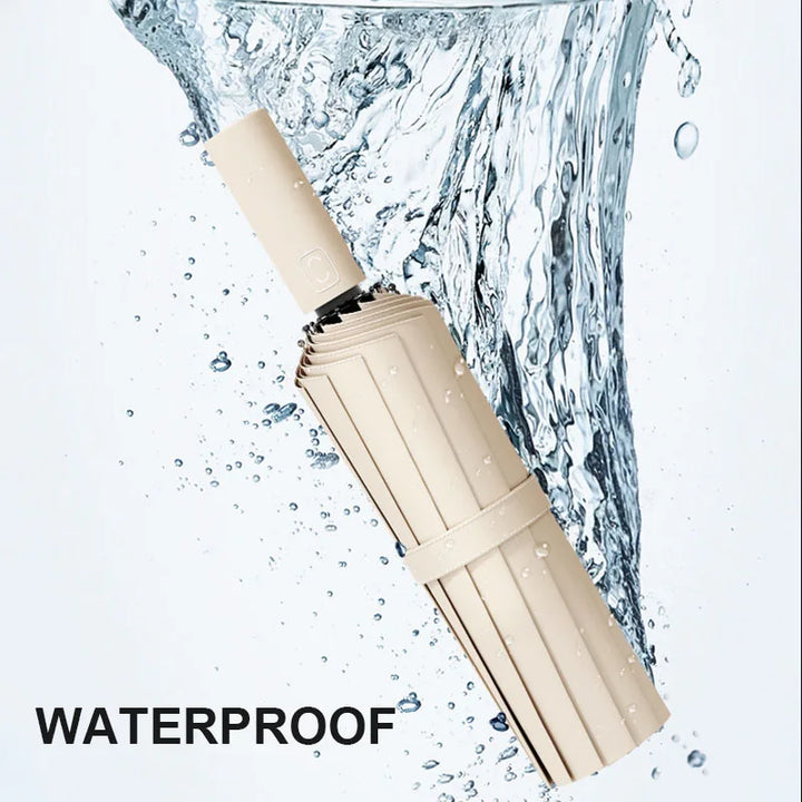 Large 24 Bone Solid Color Automatic Umbrella Light Collapsible Large Format Outdoor Sunshade UV Protection Automatic Umbrella