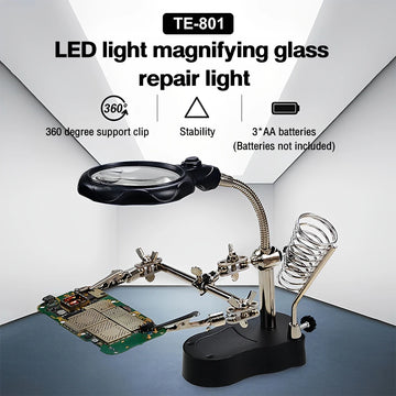3.5X 12X Welding Auxiliary Clip Magnifier Electric Soldering Iron Circuit Board Welding Iron Magnifying Glass Bracket Tools Apsilon