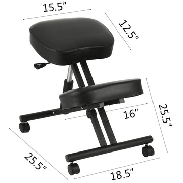 SucceBuy Ergonomic Kneeling Chair Stool W/ Thick Cushion Home Office Chair Improving Body Posture Rocking Wood Computer Chair Apsilon