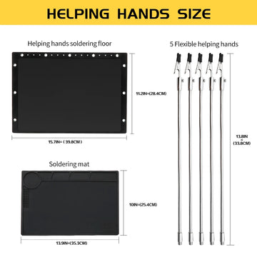 HTM Third Hand Soldering Holder Tool Soldering Station With High Temperature Resistant Silicone Pad 5pc Flexible Arms Apsilon