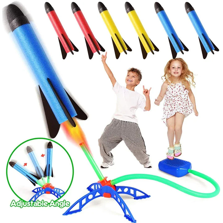 Kids Outdoor Rocket Foot Pump Outdoor Air Pressing Soaring Rocket Suit Jumps Air Powered Rocket Launcher Game Children Toy Gifts Apsilon