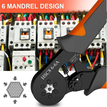 Hexagonal Self-Adjustable Ratchet Ferrule Crimping Tool Kit 23-10AWG 0.25-6mm² Crimper Kit with 400-2000pcs Wire Terminals Apsilon