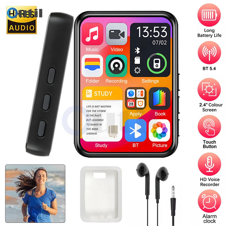 2026 New Bluetooth 5.4 Touch Screen MP3 Player HiFi Lossless Music Play Built-in Speaker 32GB Support Recording E-Book Apsilon