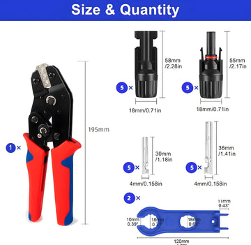 Solar Crimping Tool Set Photovoltaic Solar Connector Kit 1000V 30A Panel Solor Connectors for PV/MC Cable 2.5/4/6mm2 Apsilon