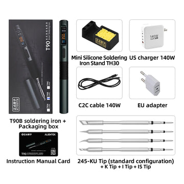 ALIENTEK T90 Smart Soldering Iron PD 140W Adjustable Temperature DC 28V 80-450℃ Welding Solder Station Kit C245 C210 T65 Tools Apsilon