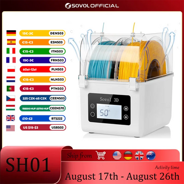 Sovol 2 Rolls Filament Dehydrator Spool Holder Filaments Dry Box for 1.75mm, 2.85mm ABS PLA PETG TPU FDM Material 3D Printer Apsilon