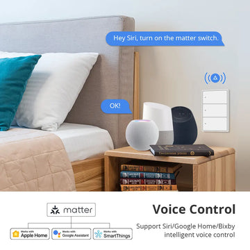 Zemismart Matter WiFi 1 2 3 4 6 Gangs Smart Wall Light Switch Neutral Required with Big Button SmartThings App Homekit Control Apsilon