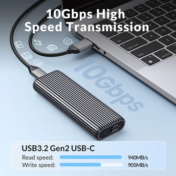 ORICO Tool Free Aluminum M2 NVMe SSD Enclosure 10Gbps PCIe Type C M.2 SSD Case NVMe M Key Solid State Drive Case Support UASP Apsilon