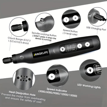 JANGKLIFE USB Cordless Rotary Tool Kit Woodworking Engraving Pen DIY For Jewelry Metal Glass Mini Wireless Drill Apsilon