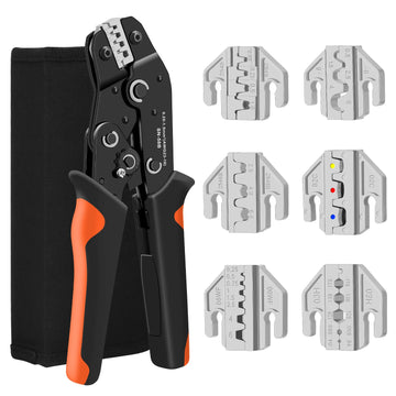SN Ratchet Electrician Crimping Tool set for Insulated and Non-Insulated terminals, Molex Open Barrel Dupont connectors Apsilon